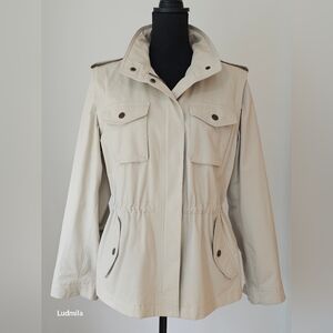 ESPRIT size M Women's Khaki 2-1 Convertible Utility Jacket With Removable Sleeve